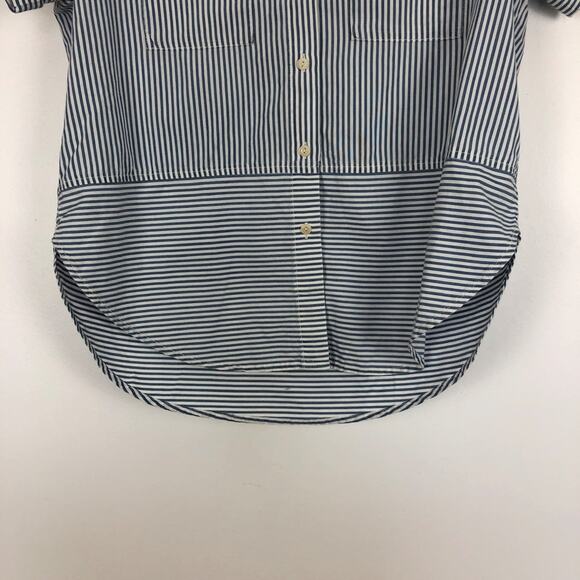 Madewell play courier blue white striped short sleeve button down boxy shirt XXS - Picture 2 of 7